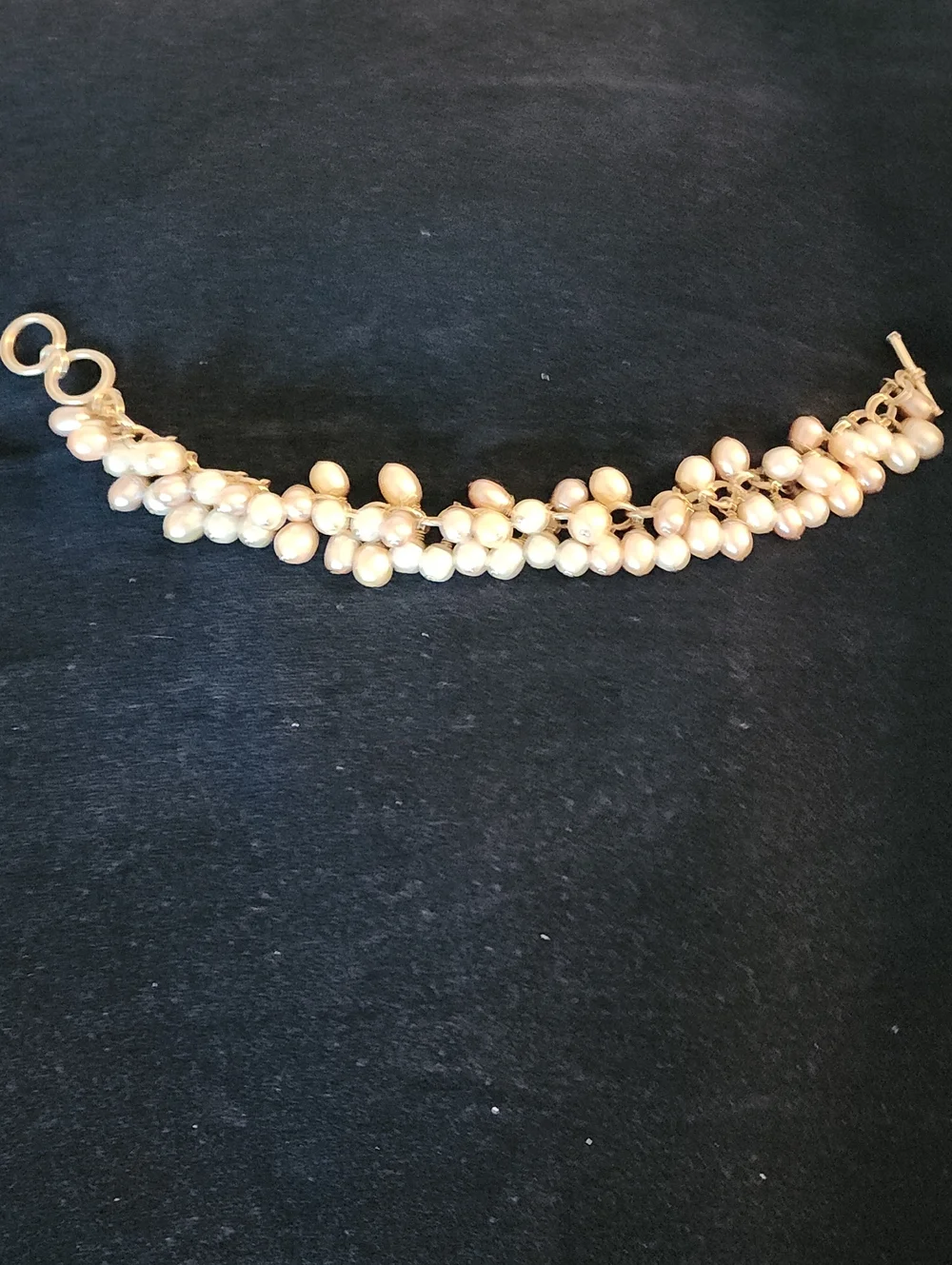 Vintage SILPADA Sterling Silver Pink White And Cream Pearl Cha Cha Bracelet